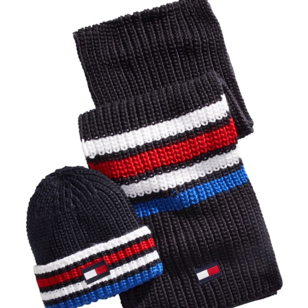 Tommy Hilfiger mens ski patrol hat & scarf set